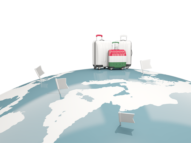 Luggage with globe. Download flag icon of Hungary at PNG format
