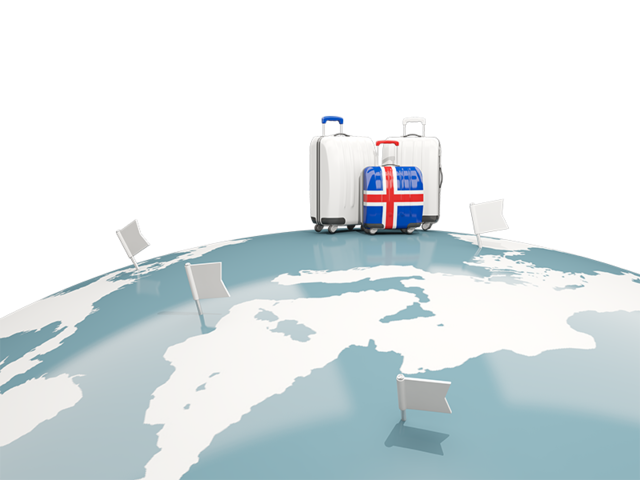 Luggage with globe. Download flag icon of Iceland at PNG format