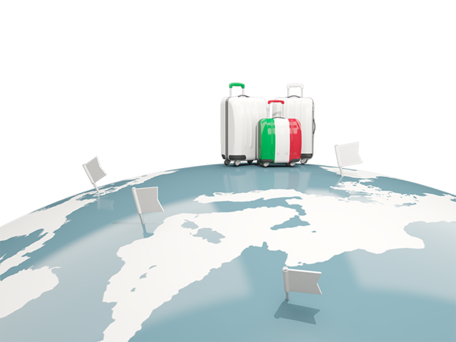 Luggage with globe. Download flag icon of Italy at PNG format