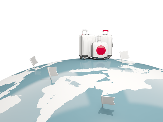 Luggage with globe. Download flag icon of Japan at PNG format