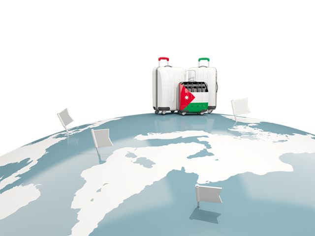 Luggage with globe. Download flag icon of Jordan at PNG format