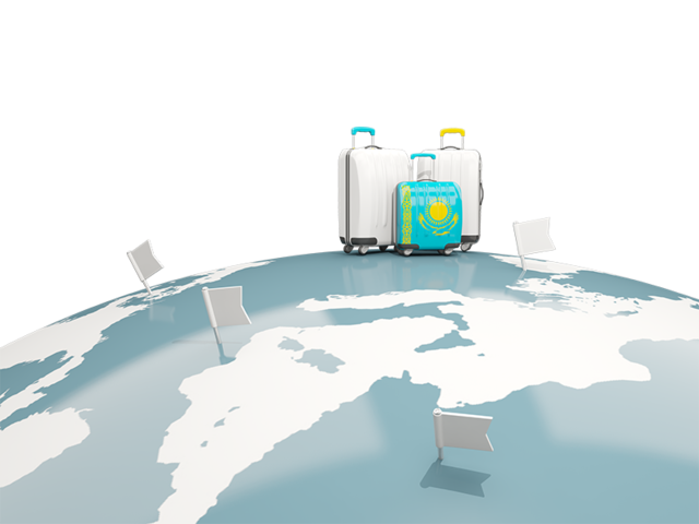 Luggage with globe. Download flag icon of Kazakhstan at PNG format