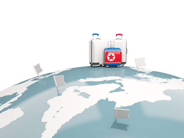 Luggage with globe. Download flag icon of North Korea at PNG format