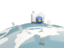 Kosovo. Luggage with globe. Download icon.