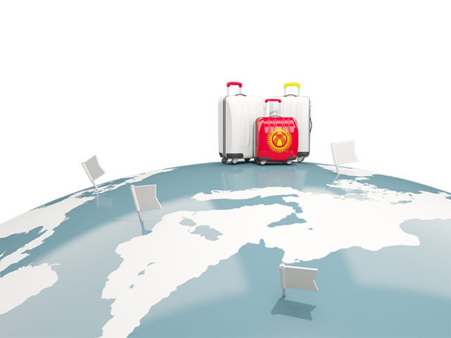 Luggage with globe. Download flag icon of Kyrgyzstan at PNG format