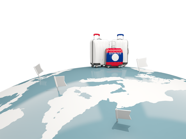 Luggage with globe. Download flag icon of Laos at PNG format