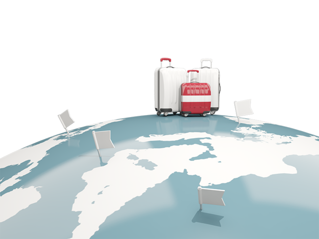 Luggage with globe. Download flag icon of Latvia at PNG format