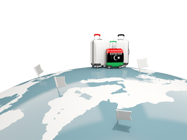 Luggage with globe. Download flag icon of Libya at PNG format