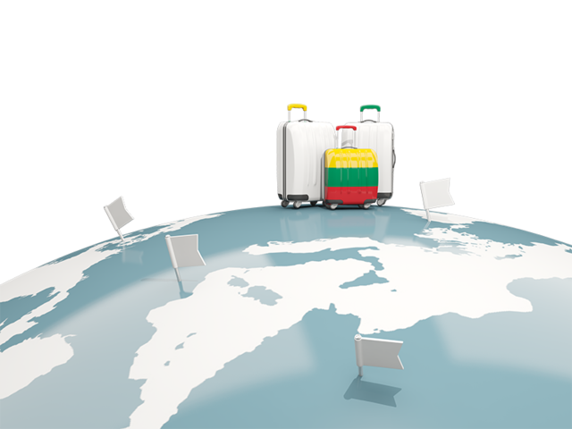 Luggage with globe. Download flag icon of Lithuania at PNG format