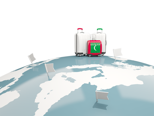 Luggage with globe. Download flag icon of Maldives at PNG format
