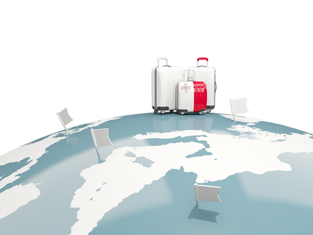 Luggage with globe. Download flag icon of Malta at PNG format