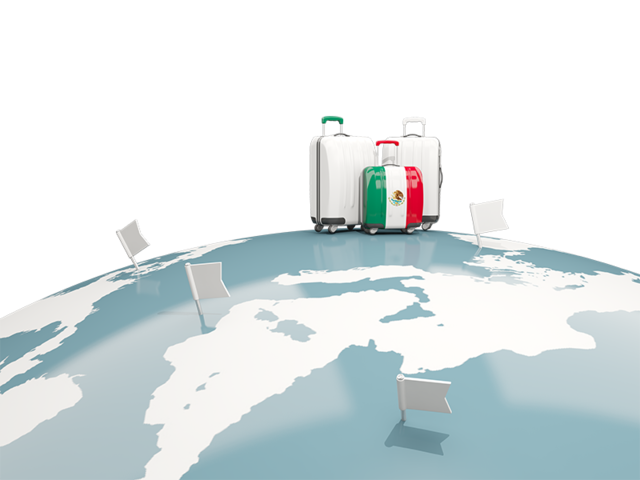 Luggage with globe. Download flag icon of Mexico at PNG format