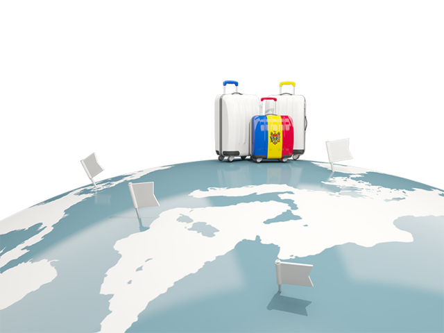 Luggage with globe. Download flag icon of Moldova at PNG format