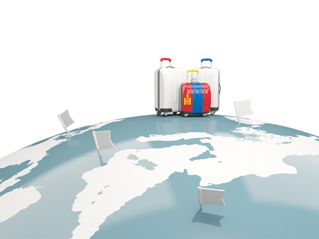 Luggage with globe. Download flag icon of Mongolia at PNG format