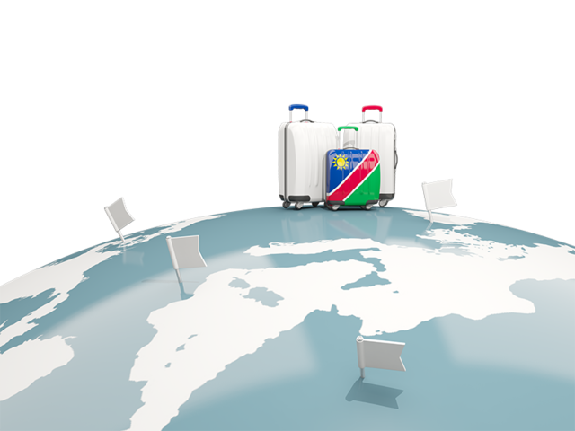 Luggage with globe. Download flag icon of Namibia at PNG format