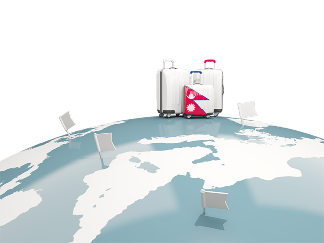 Luggage with globe. Download flag icon of Nepal at PNG format