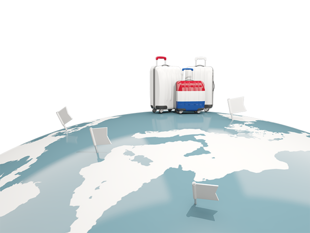 Luggage with globe. Download flag icon of Netherlands at PNG format