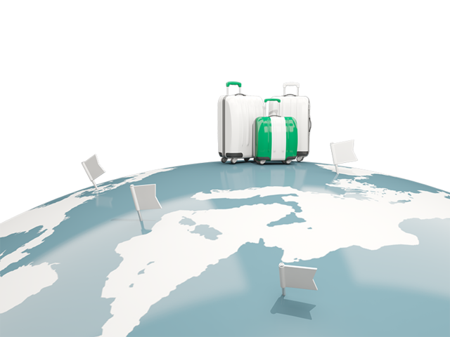 Luggage with globe. Download flag icon of Nigeria at PNG format