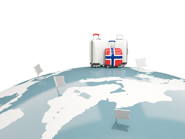 Luggage with globe. Download flag icon of Norway at PNG format