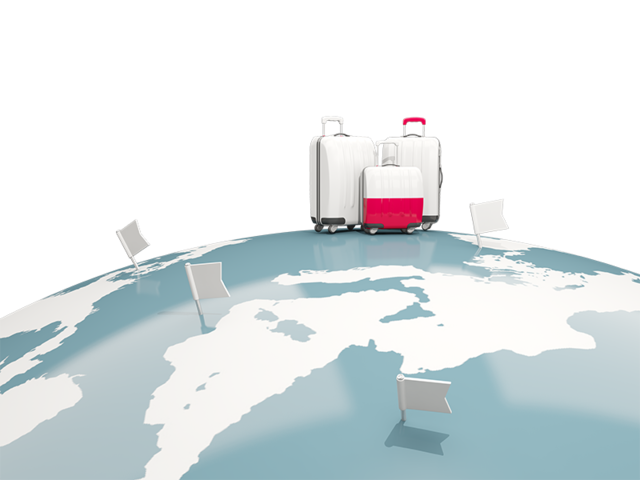 Luggage with globe. Download flag icon of Poland at PNG format