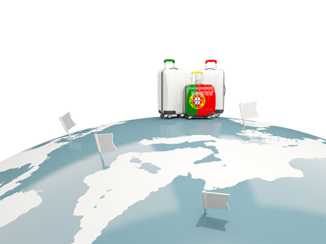 Luggage with globe. Download flag icon of Portugal at PNG format
