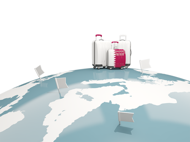 Luggage with globe. Download flag icon of Qatar at PNG format