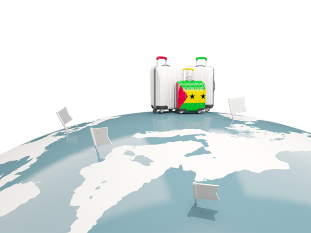 Luggage with globe. Download flag icon of Sao Tome and Principe at PNG format