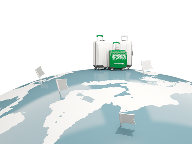 Luggage with globe. Download flag icon of Saudi Arabia at PNG format