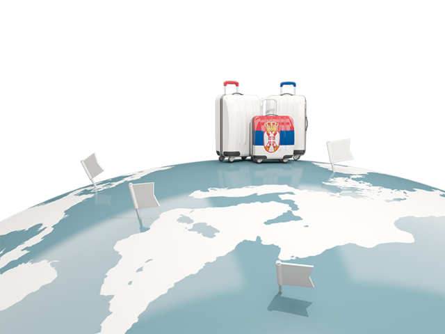 Luggage with globe. Download flag icon of Serbia at PNG format