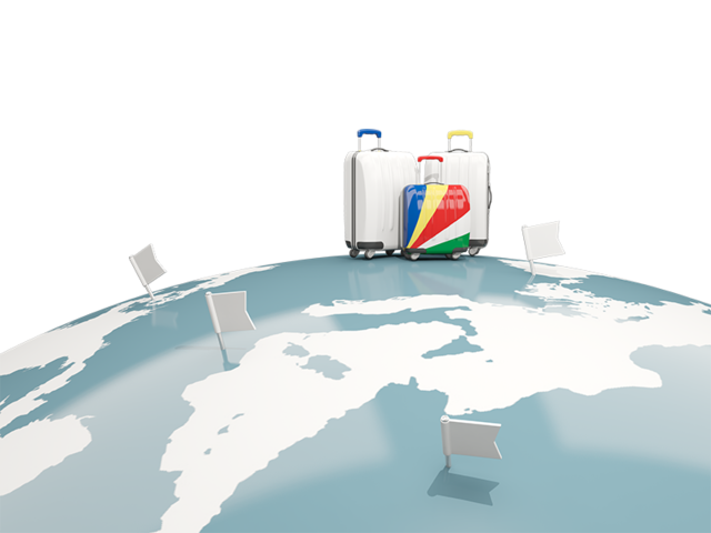 Luggage with globe. Download flag icon of Seychelles at PNG format