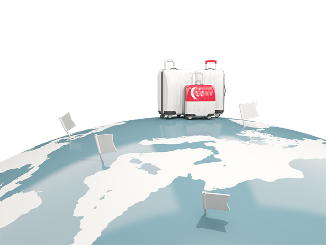 Luggage with globe. Download flag icon of Singapore at PNG format