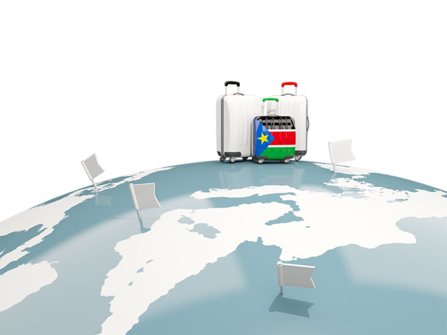 Luggage with globe. Download flag icon of South Sudan at PNG format