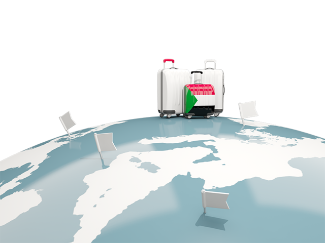 Luggage with globe. Download flag icon of Sudan at PNG format