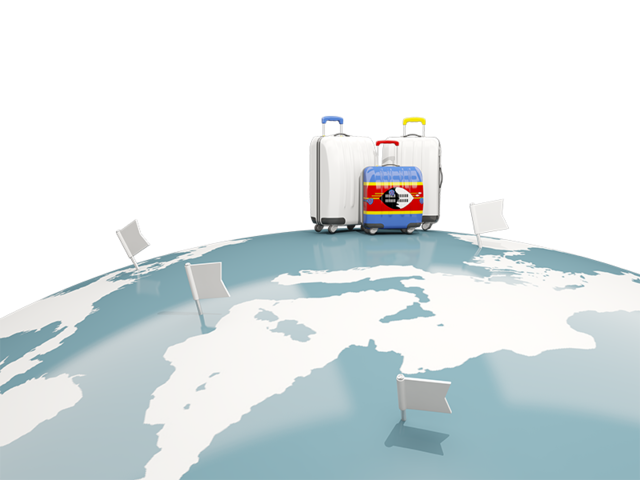Luggage with globe. Download flag icon of Swaziland at PNG format