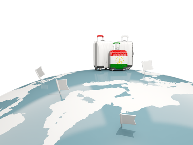 Luggage with globe. Download flag icon of Tajikistan at PNG format