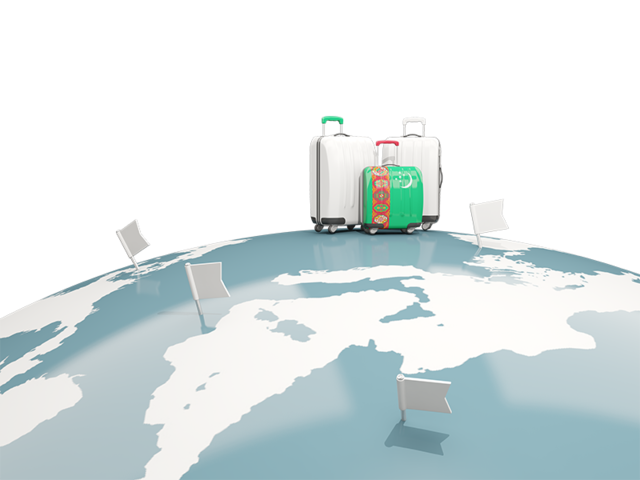 Luggage with globe. Download flag icon of Turkmenistan at PNG format