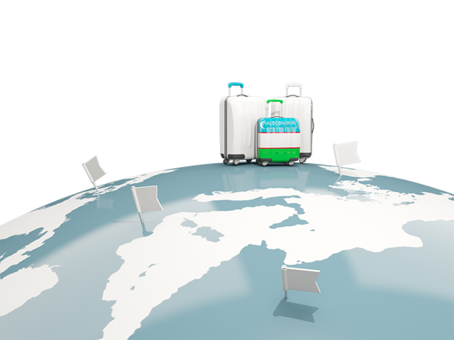 Luggage with globe. Download flag icon of Uzbekistan at PNG format