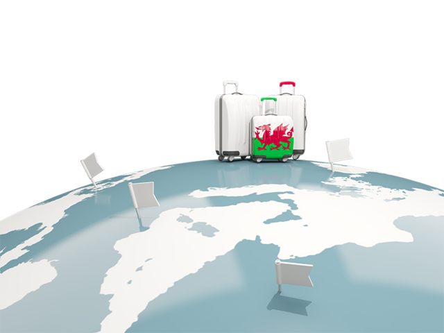 Luggage with globe. Download flag icon of Wales at PNG format