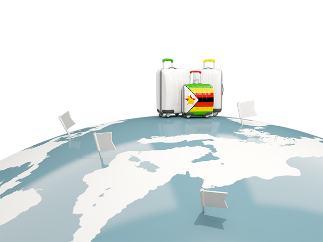 Luggage with globe. Download flag icon of Zimbabwe at PNG format