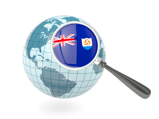 Magnified flag with blue globe. Download flag icon of Anguilla at PNG format