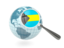 Bahamas. Magnified flag with blue globe. Download icon.