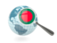 Bangladesh. Magnified flag with blue globe. Download icon.