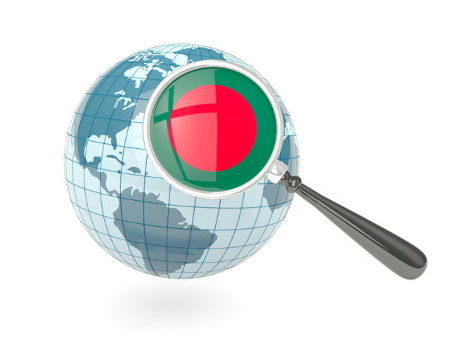 Magnified flag with blue globe. Download flag icon of Bangladesh at PNG format