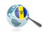 Barbados. Magnified flag with blue globe. Download icon.