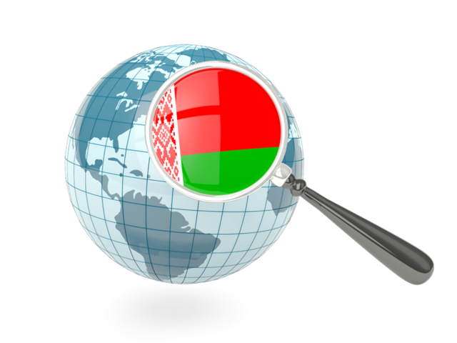 Magnified flag with blue globe. Download flag icon of Belarus at PNG format