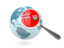 Bermuda. Magnified flag with blue globe. Download icon.