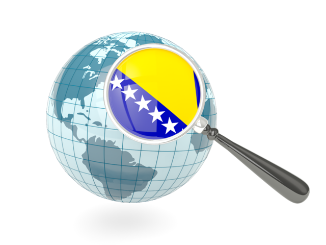 Magnified flag with blue globe. Download flag icon of Bosnia and Herzegovina at PNG format