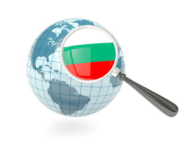 Magnified flag with blue globe. Download flag icon of Bulgaria at PNG format