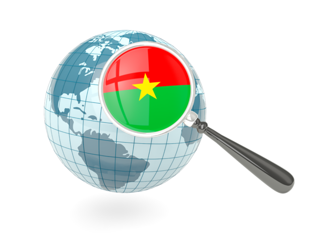 Magnified flag with blue globe. Download flag icon of Burkina Faso at PNG format