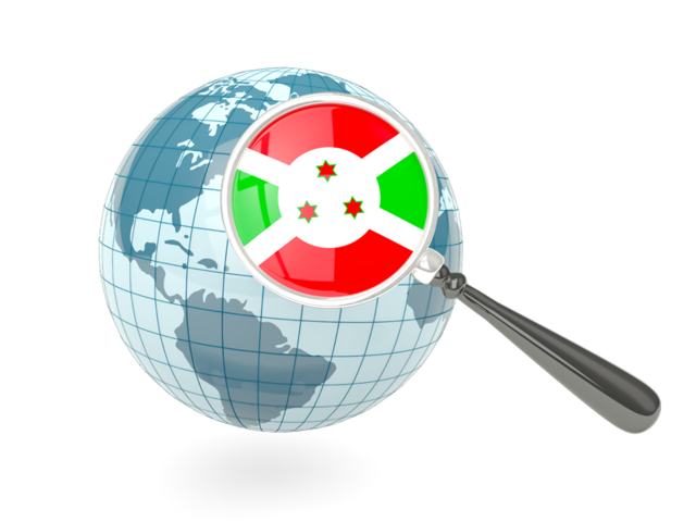 Magnified flag with blue globe. Download flag icon of Burundi at PNG format